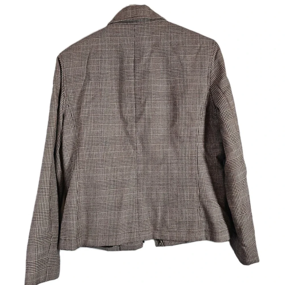 Evan Picone Jacket Blazer‎ Size 8 Hidden Zip Front Wool Plaid Lined Womens READ